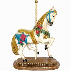 15" Large Vintage Carousel Horse Figurine Hand Painted Resin Decor Girls Nursery